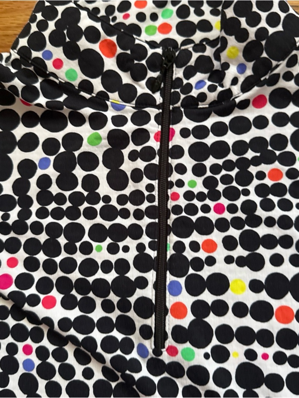 IBKUL quarter zip‎ mock neck colorful dots golf shirt, size S